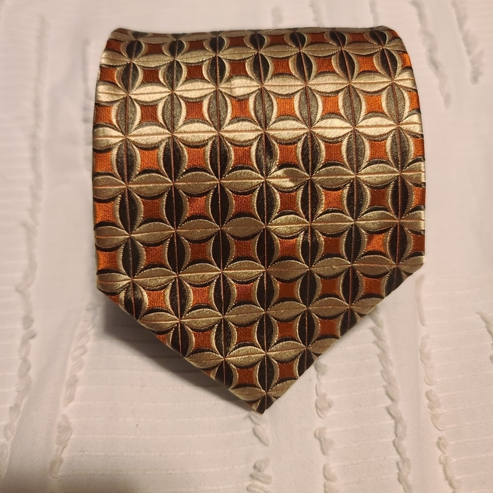 Pronto Uomo Silk Orange And Gold Neck Tie